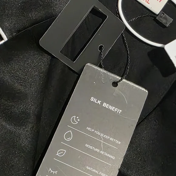 NWT Amazing Women's Black 100% Mulberry Silk  Pajama with White Piping, Size XXL - Picture 11 of 16